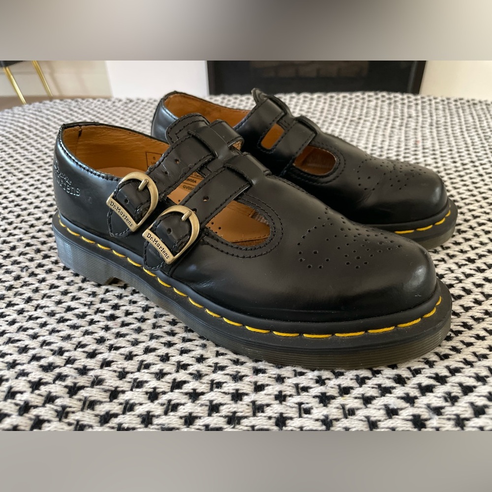 Dr Martens 8065 Mary Janes Size 7 Black Smooth Leather Double Buckle Lug Sole - Picture 12 of 12